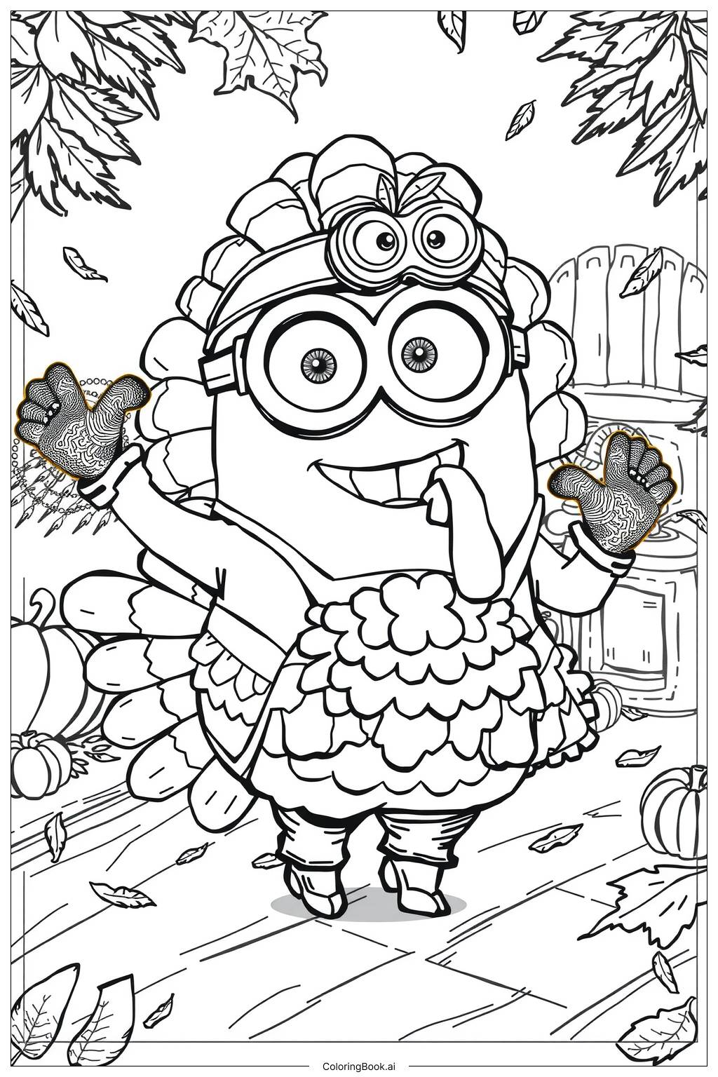  minion dressed as a turkey for thanksgiving Coloring Page 