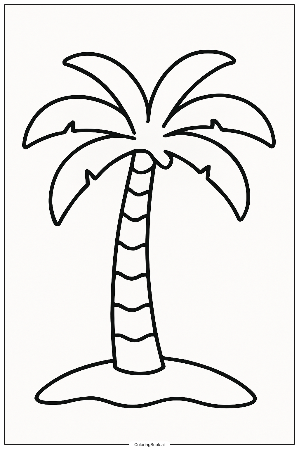  A Single Summer Palm Tree Coloring Page 