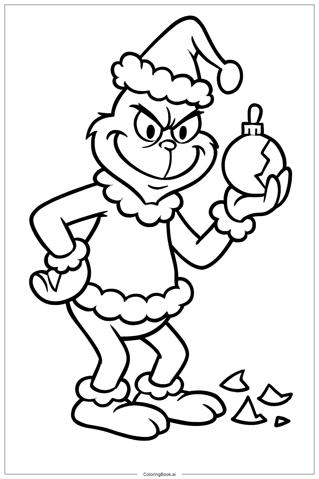  The Grinch Holding Broken Ornament Coloring Page 