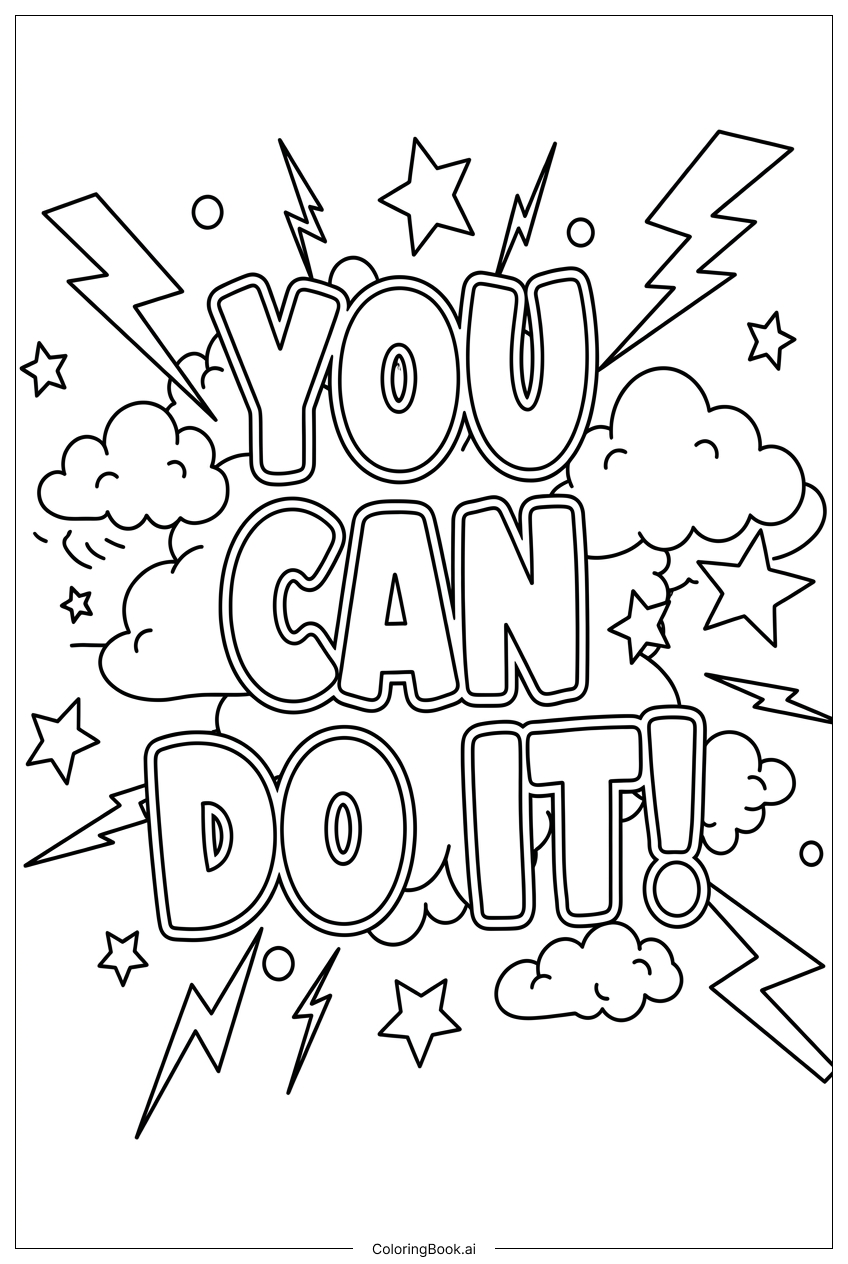  Página para colorear de Inspirador Puedes Lograrlo Relámpago 