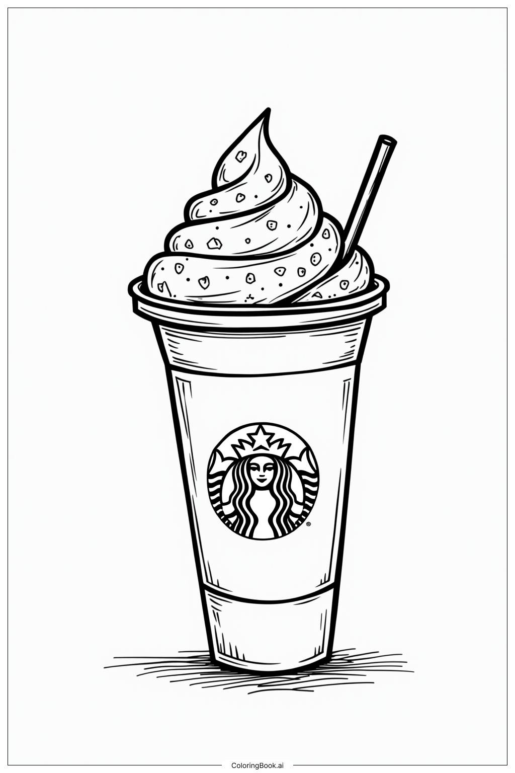  Página para colorear de Arte de la Línea de Bebidas Estacionales de Starbucks 