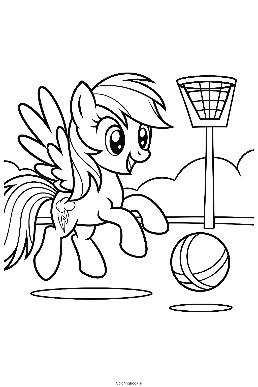 Trang tô màu Rainbow Dash Chơi Trò Buckball