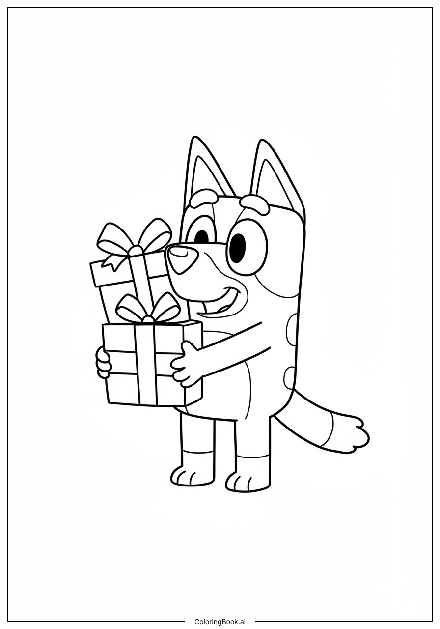  Bluey With Christmas Presents Coloring Page 