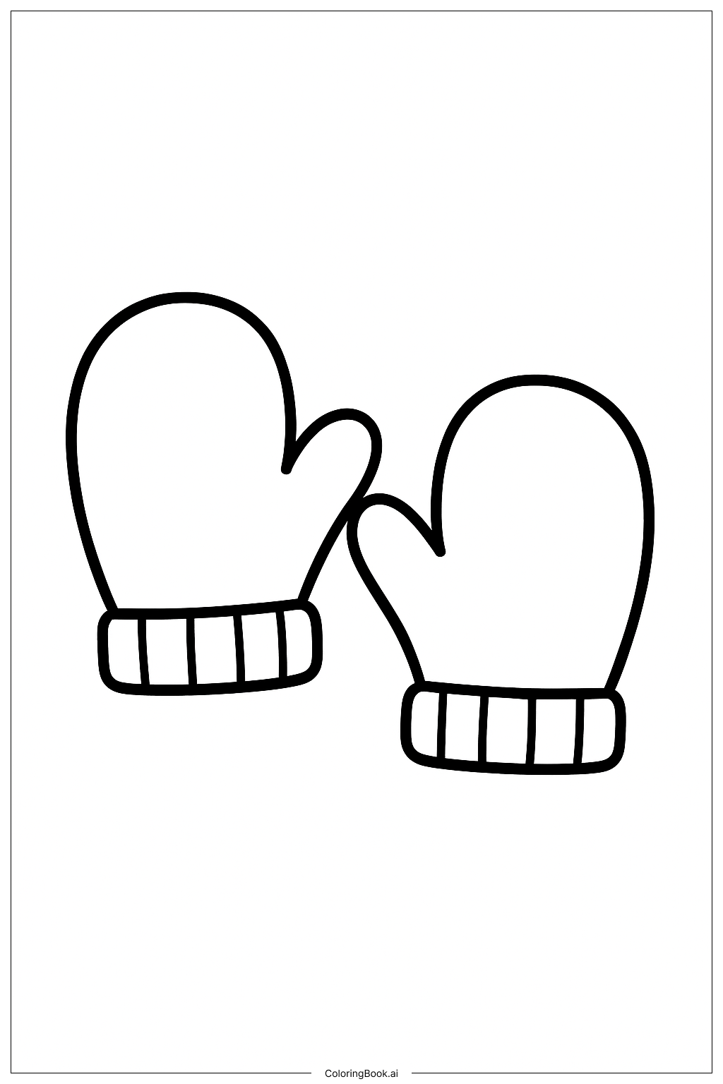  あたたかい冬のミトンの塗り絵ページ 
