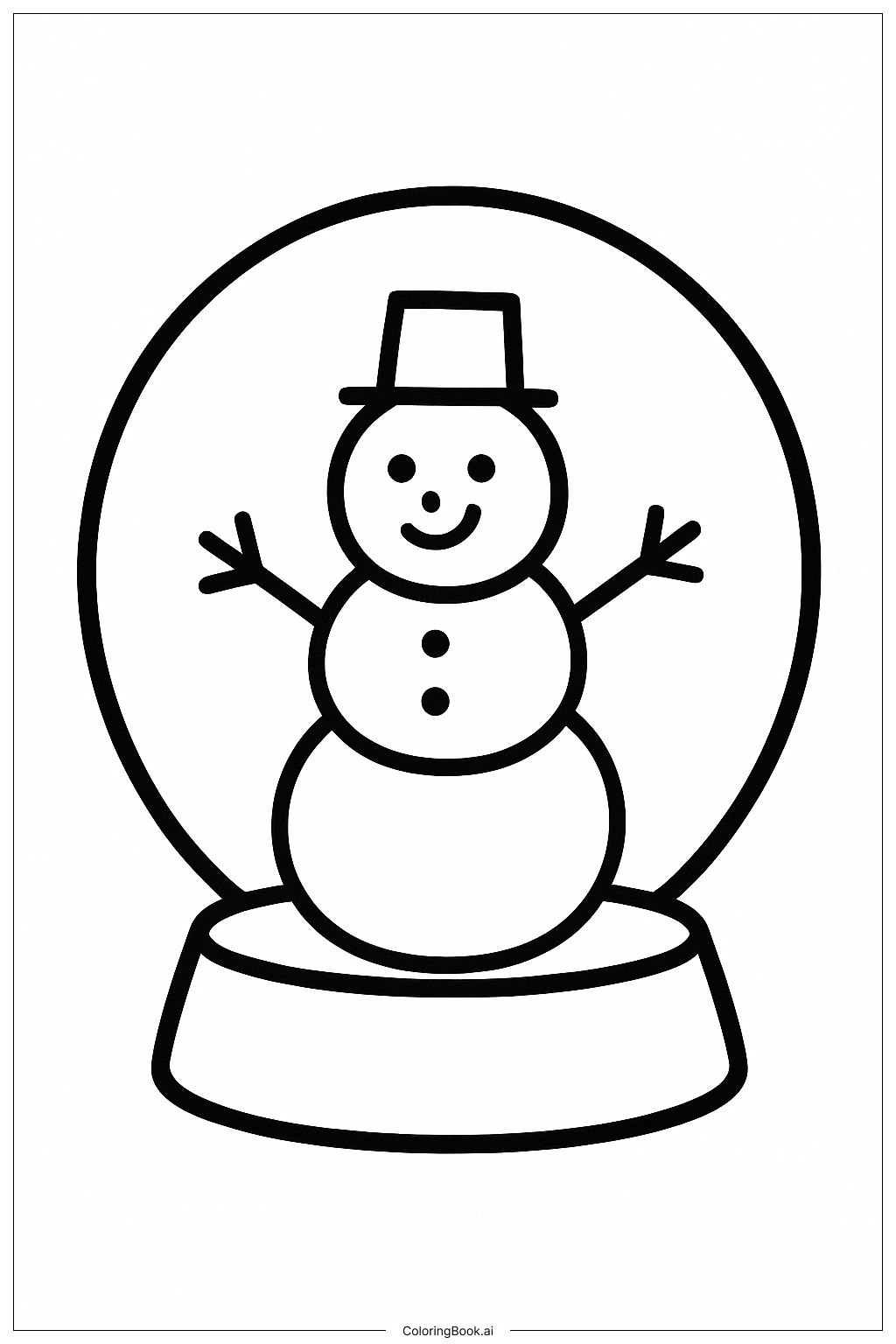 シンプルなスノーグローブの塗り絵ページ