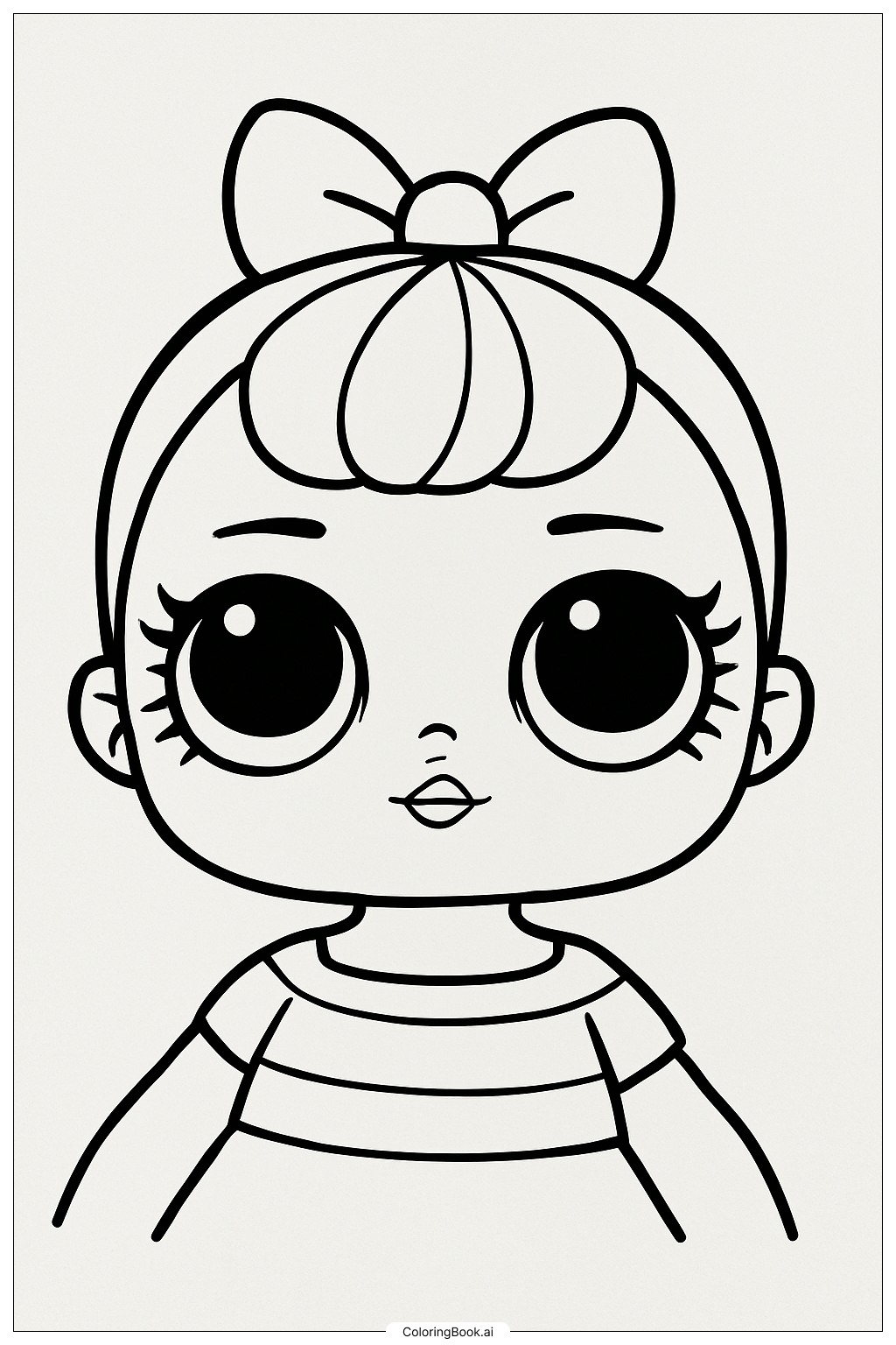 Página para colorir de Retrato da Boneca Lol com Olhos Grandes