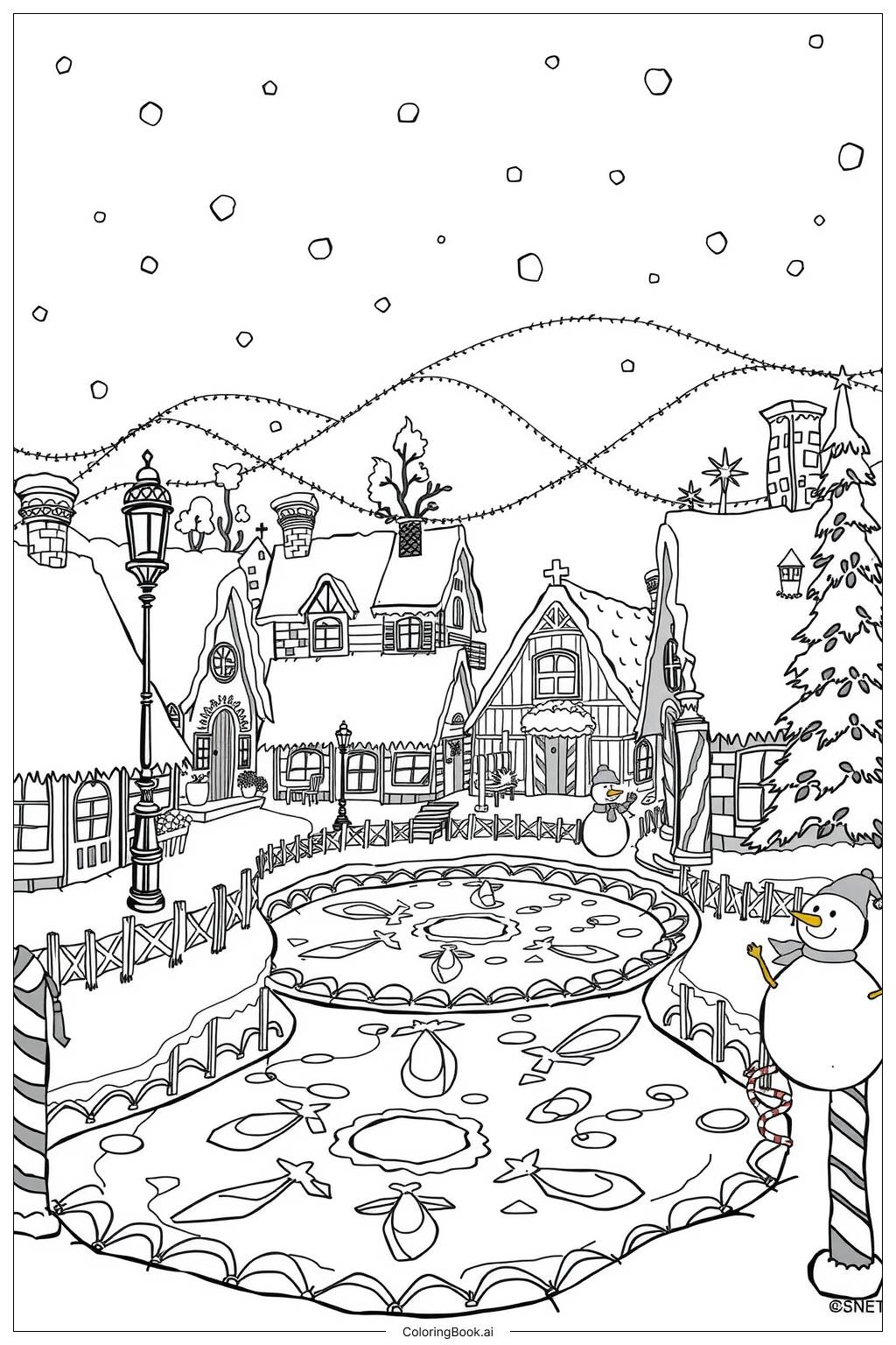  Gingerbread House Winter Wonderland-2 Coloring Page 