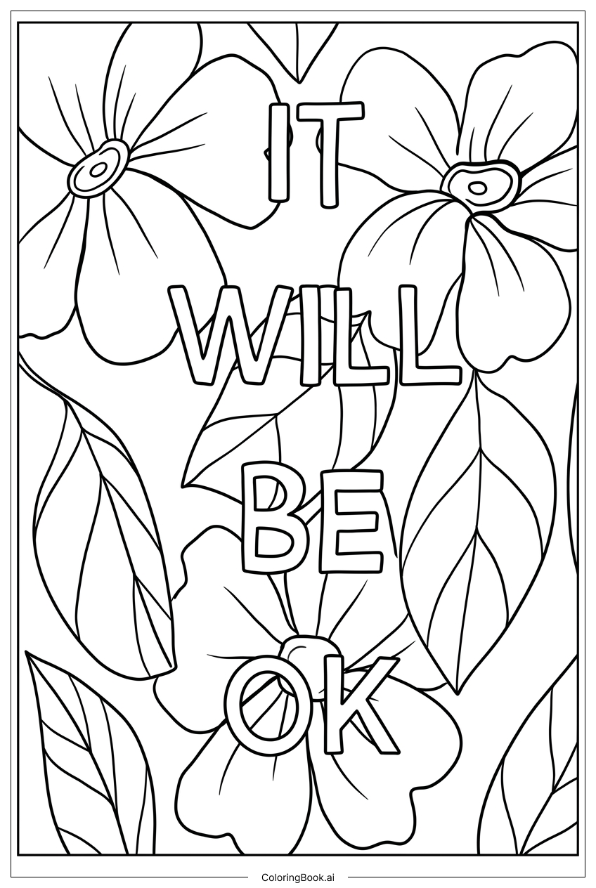  Página para colorear de Flores Inspiradoras Está Bien 