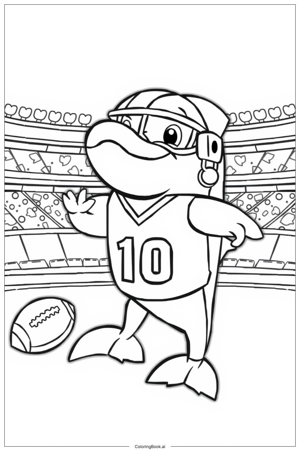  Miami Dolphins Mascot at a Game Coloring Page 