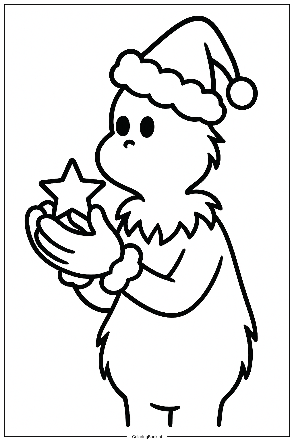  The Grinch Holding Tiny Christmas Star Coloring Page 