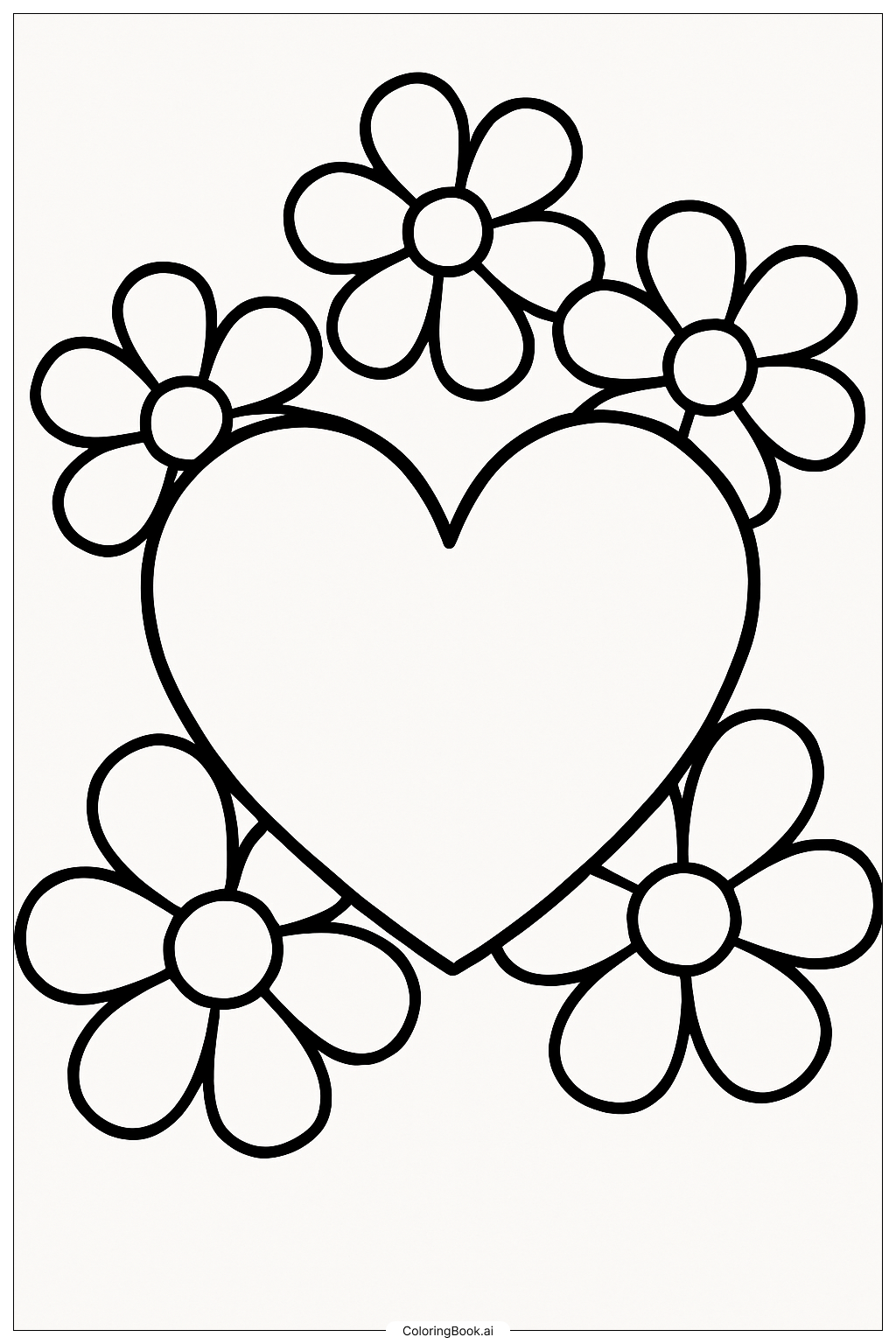  Hearts and Flowers In The Sunshine Coloring Page 
