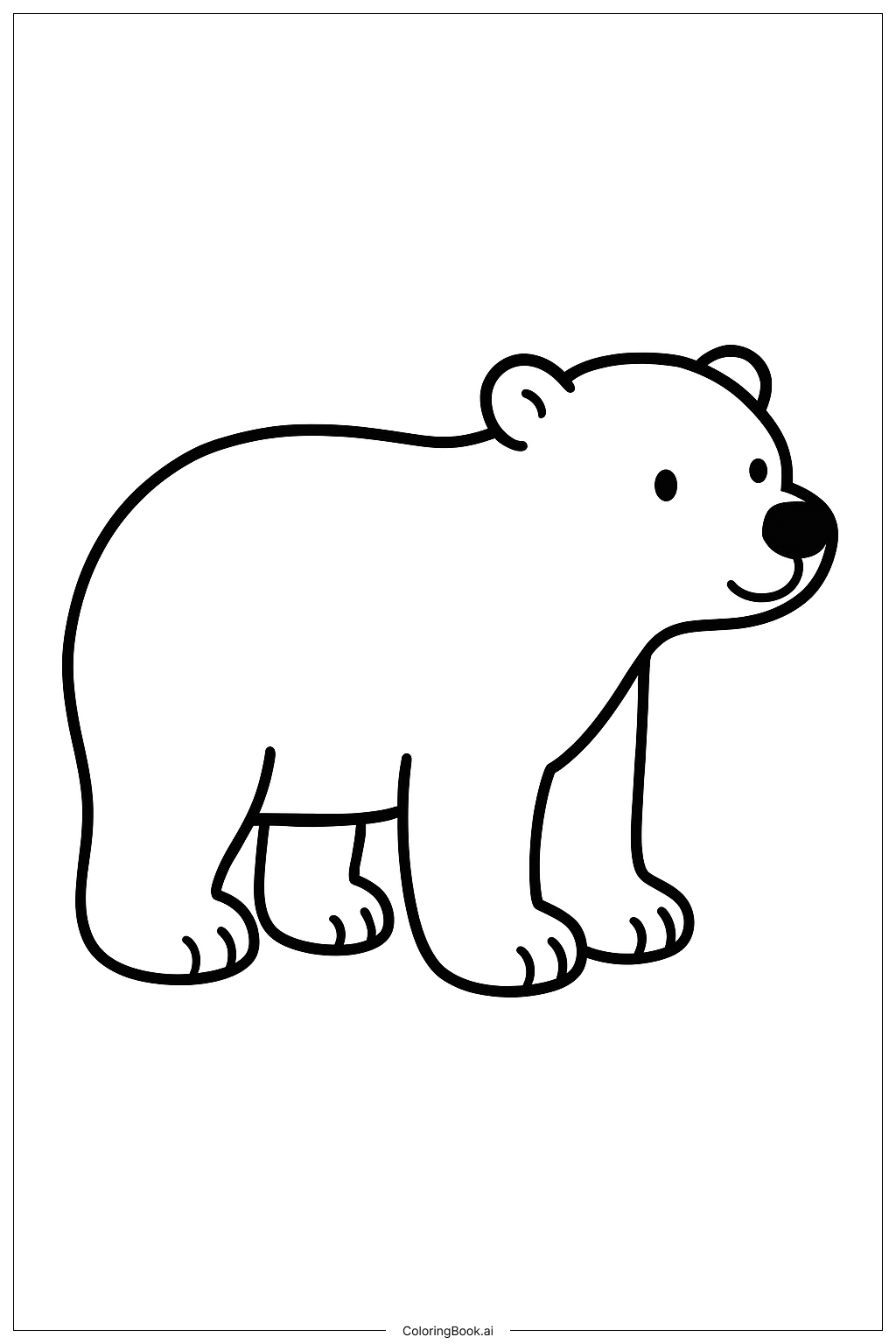  シンプルな北極のホッキョクグマの塗り絵ページ 