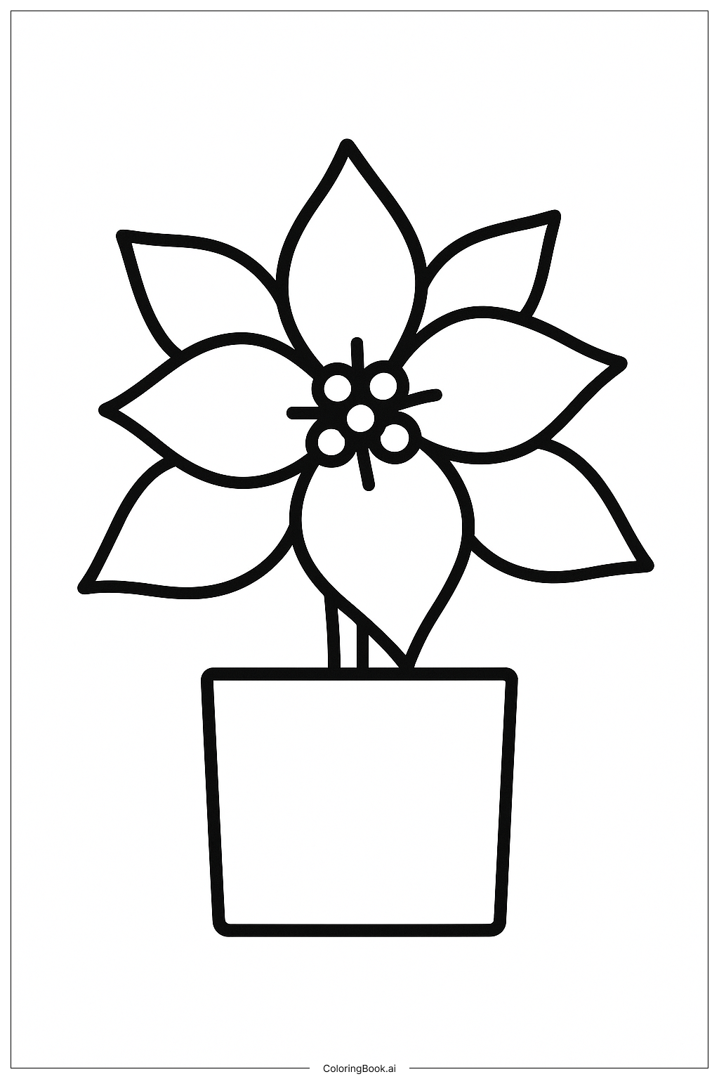 Poinsettia In A Square Vase Coloring Page