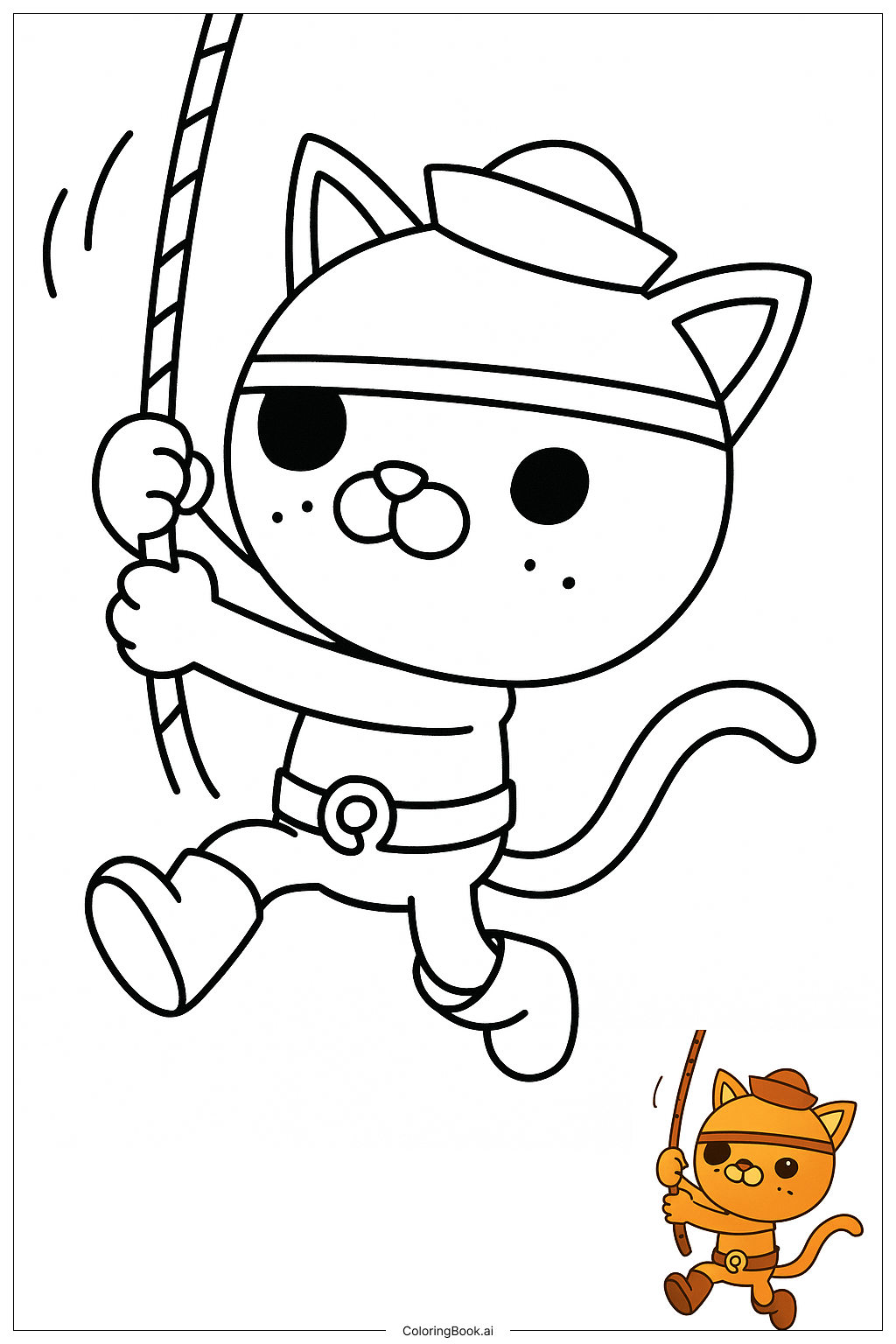  Trang tô màu Kwazii The Cat Pirate Swinging A Rope 