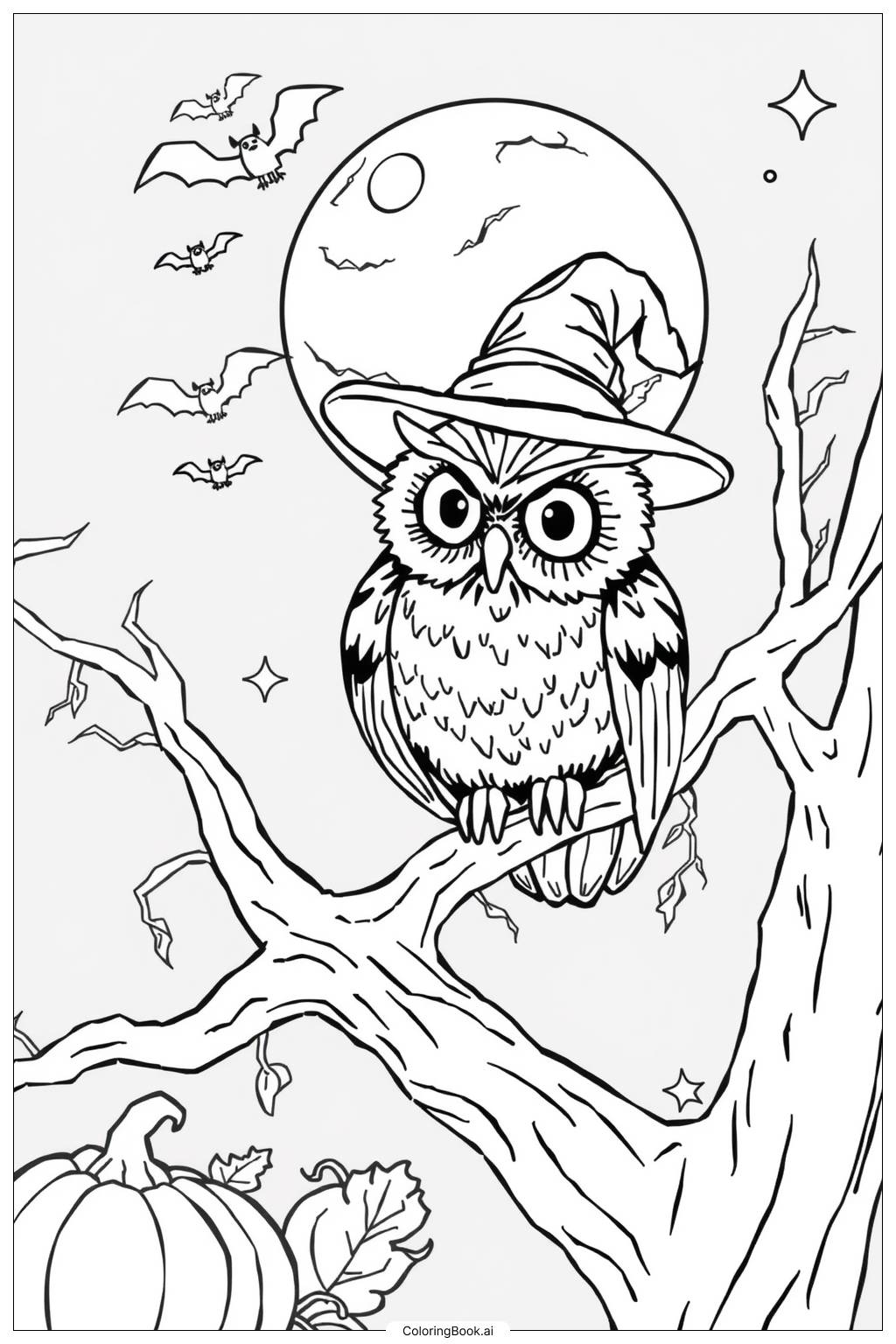  Halloween Owl-2 Coloring Page 