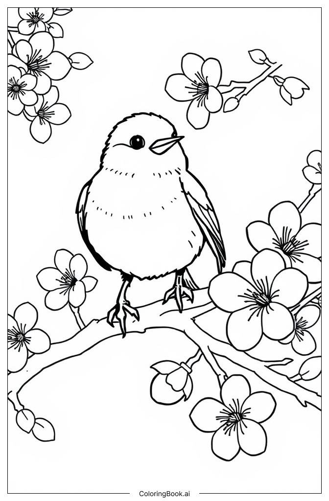  Spring Bird Coloring Page 