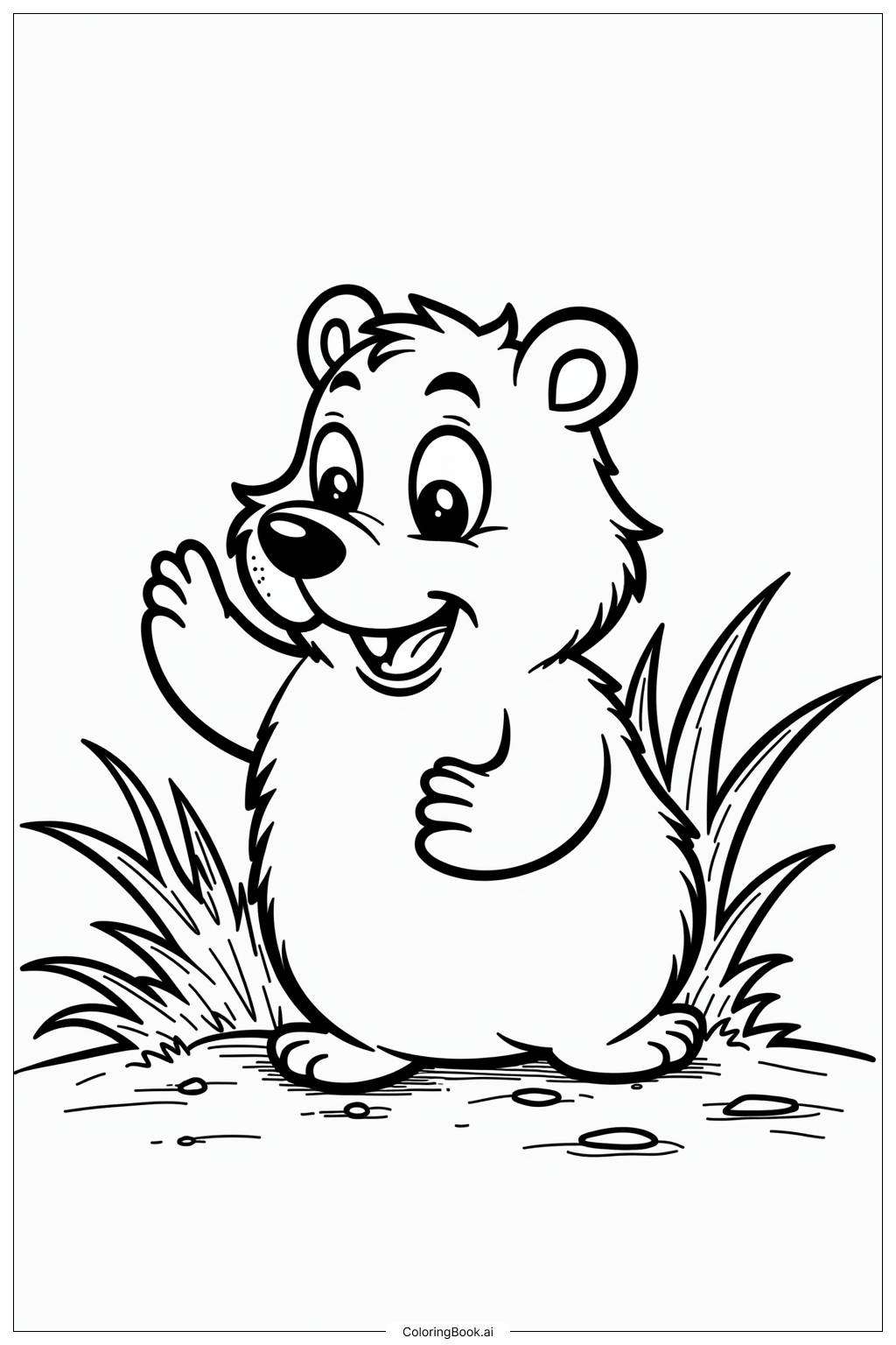  Ground Hog Predicting Spring on Ground Hog Day Coloring Page 