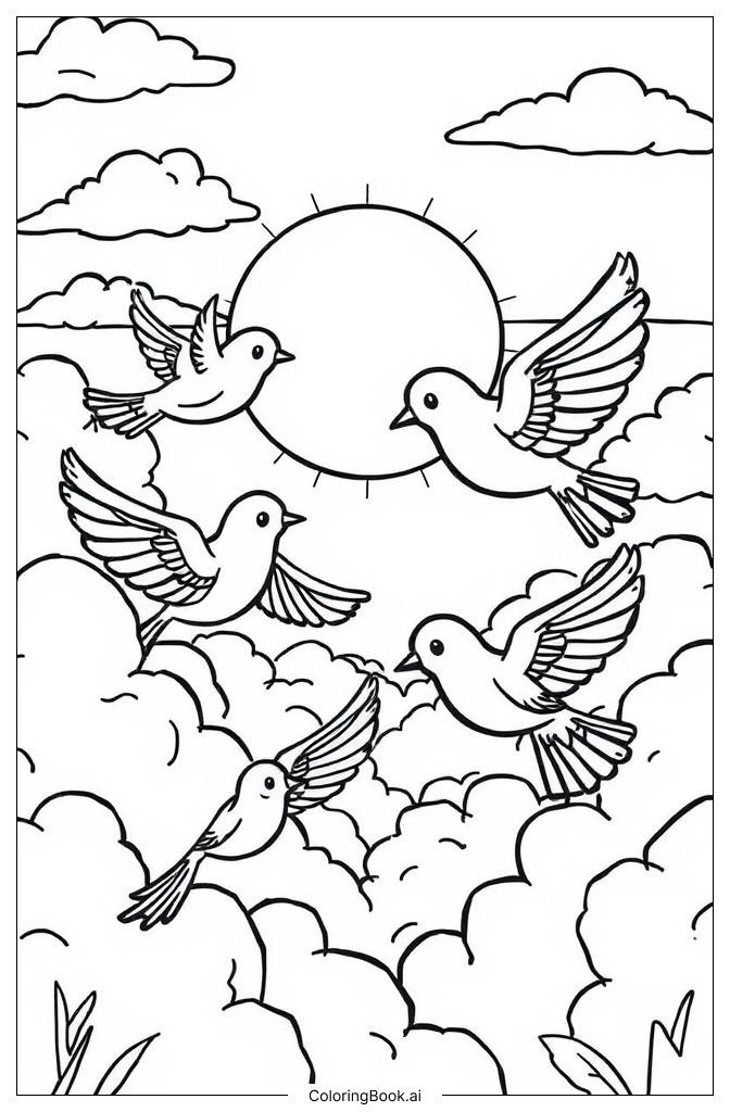  Free Flying Birds Coloring Page 