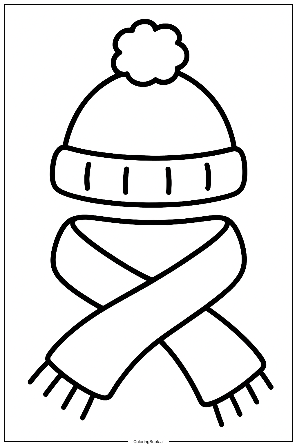  A Cozy Knitted Hat And Scarf Coloring Page 
