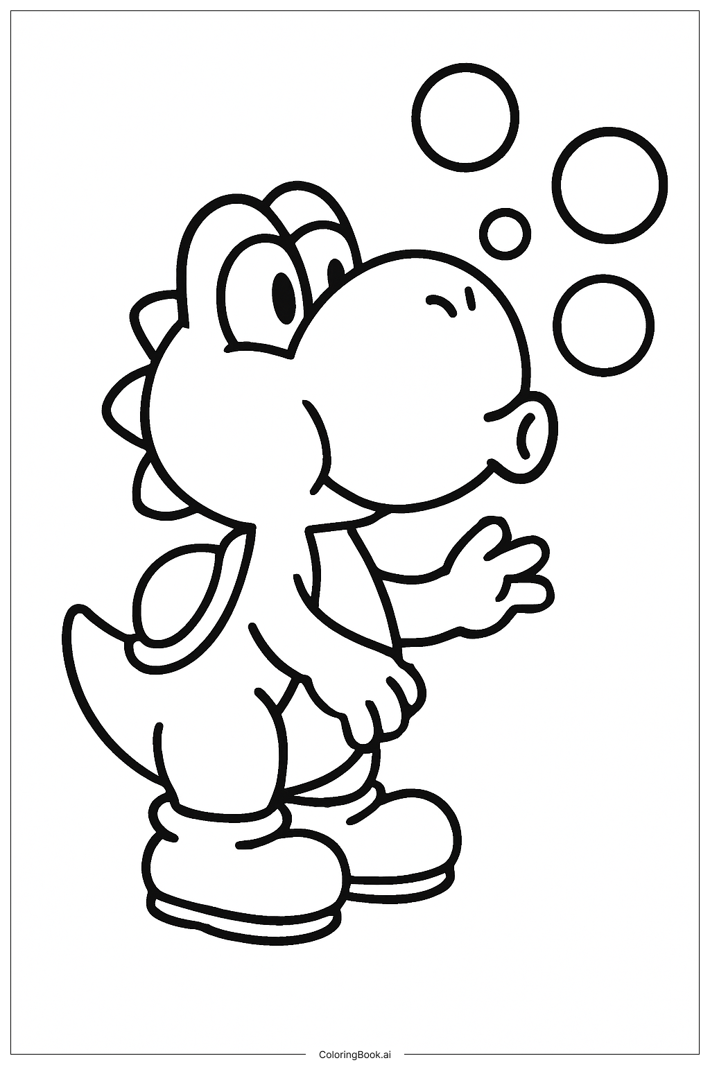 Yoshi Blowing Bubbles Coloring Page 