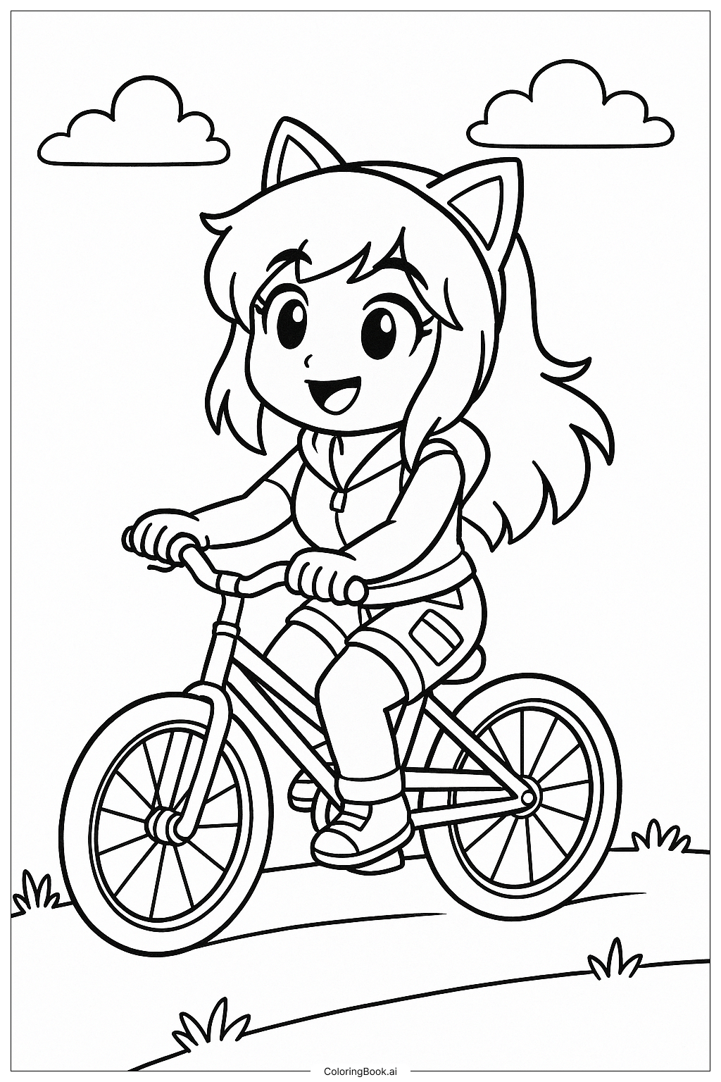  Aphmau Riding A Bicycle Coloring Page 