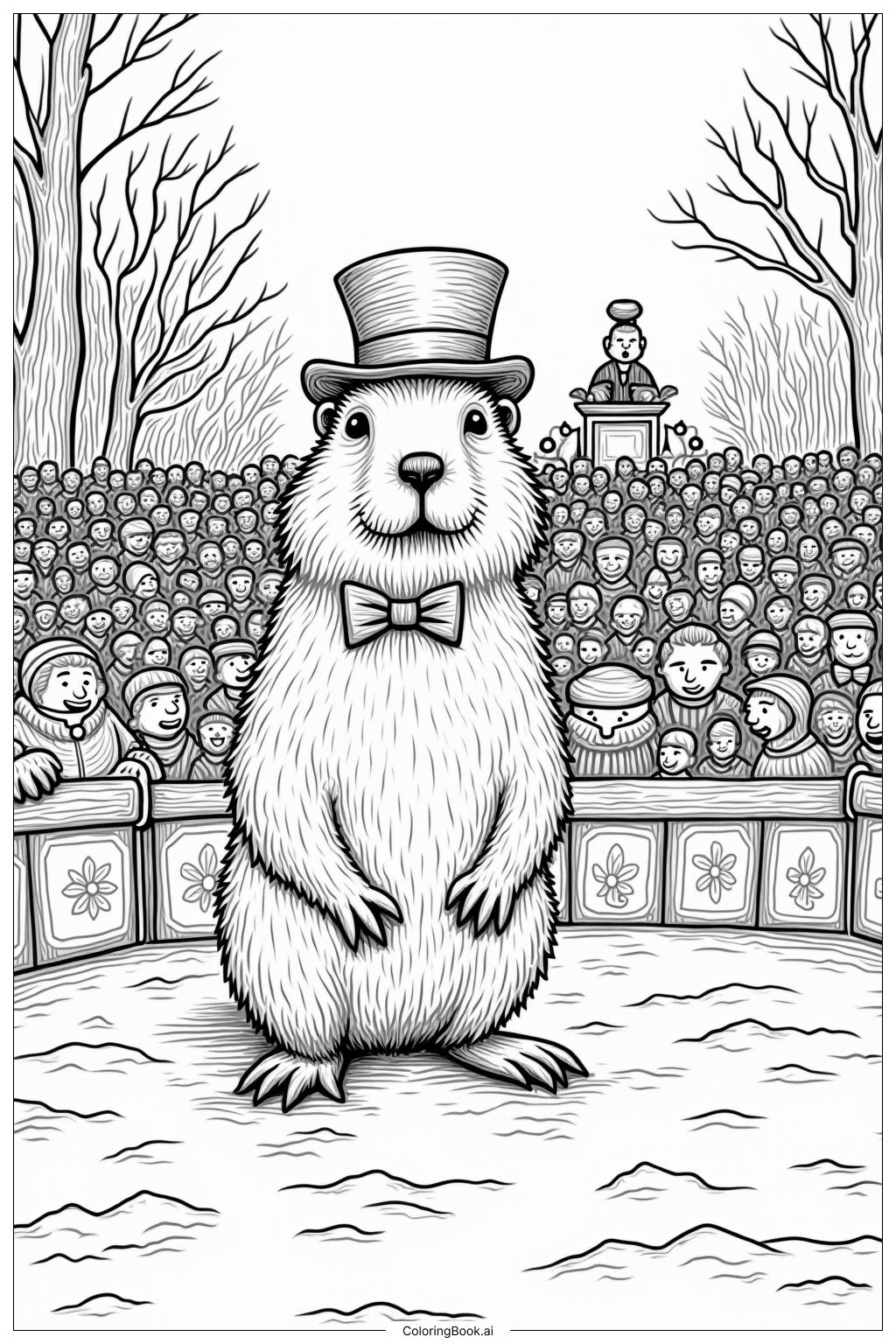  Page de coloriage Cérémonie de la marmotte le jour de la marmotte 