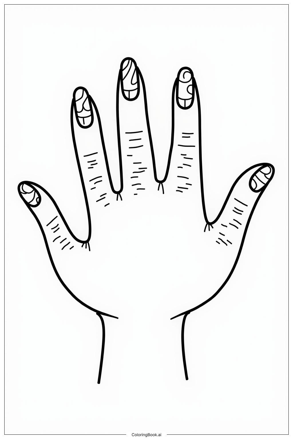  Long Nails with Swirl Patterns Coloring Page 