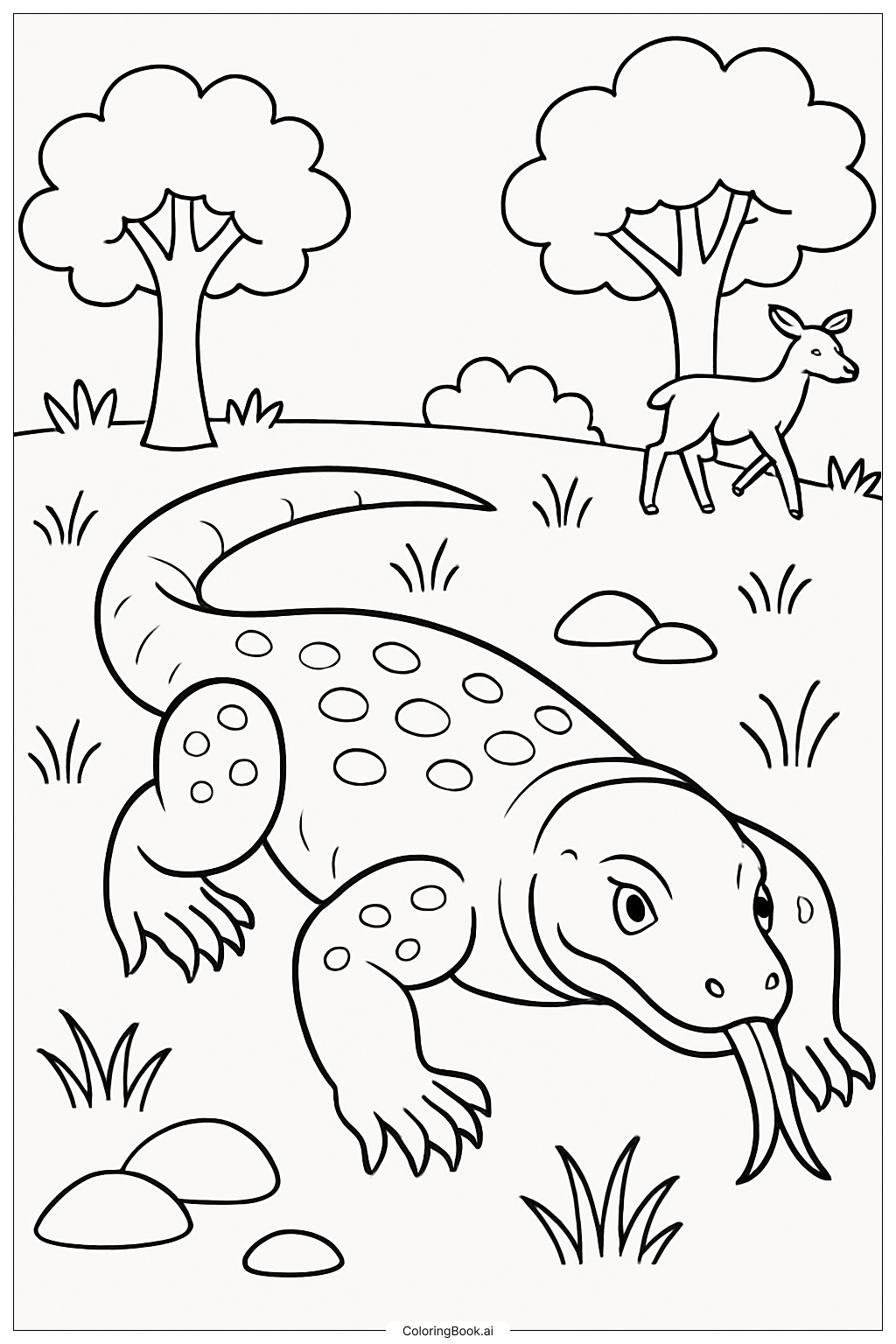  Komodowaran auf der Pirsch Ausmalseite 