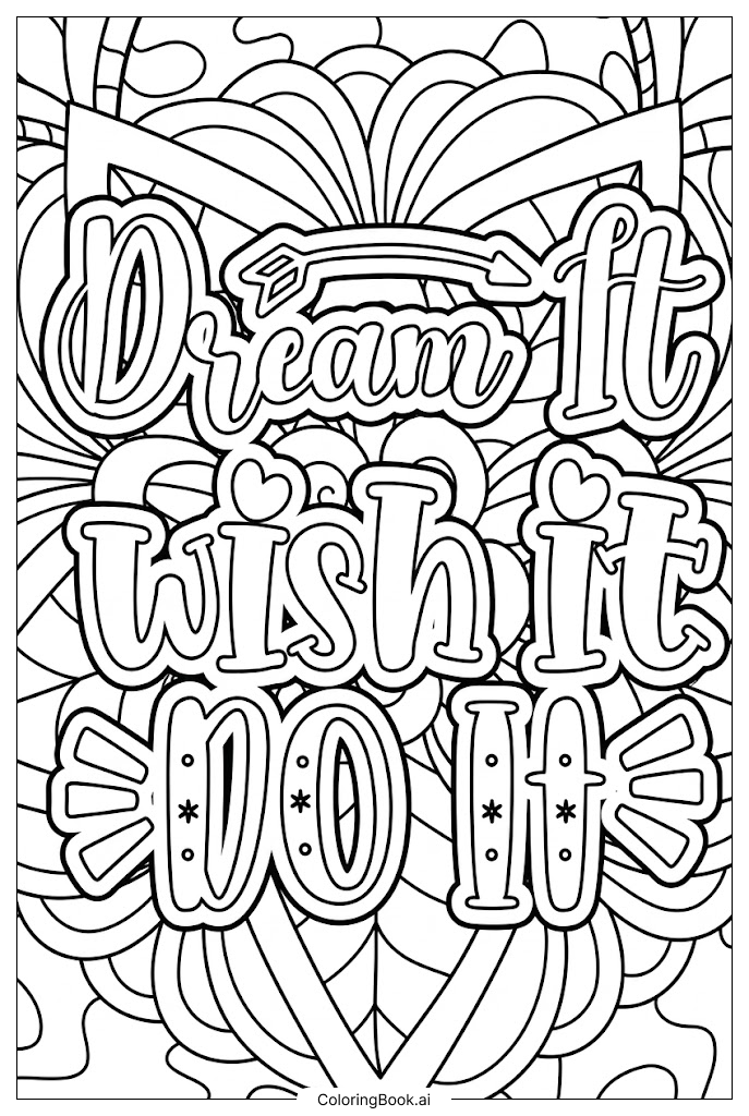  Página para colorear de Inspirador Sueña, Desea, Hazlo 