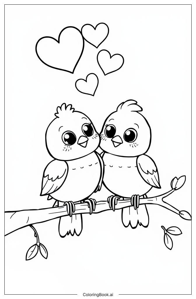  Página para colorear de Historia de Amor de Aves 