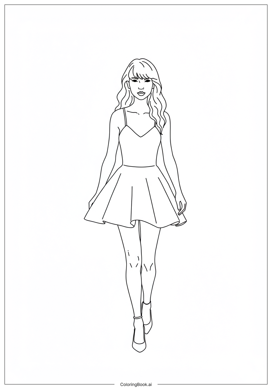  Taylor Swift In Midnight Sky Constellation Dress填色页 