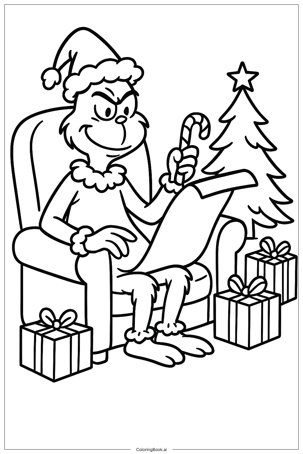  The Grinch Reading Christmas List Coloring Page 