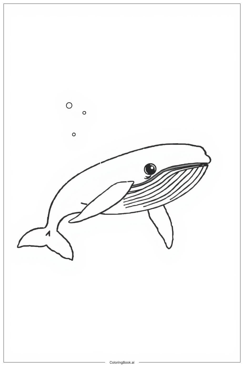  Page de coloriage Baleine Plongeant en Profondeur 