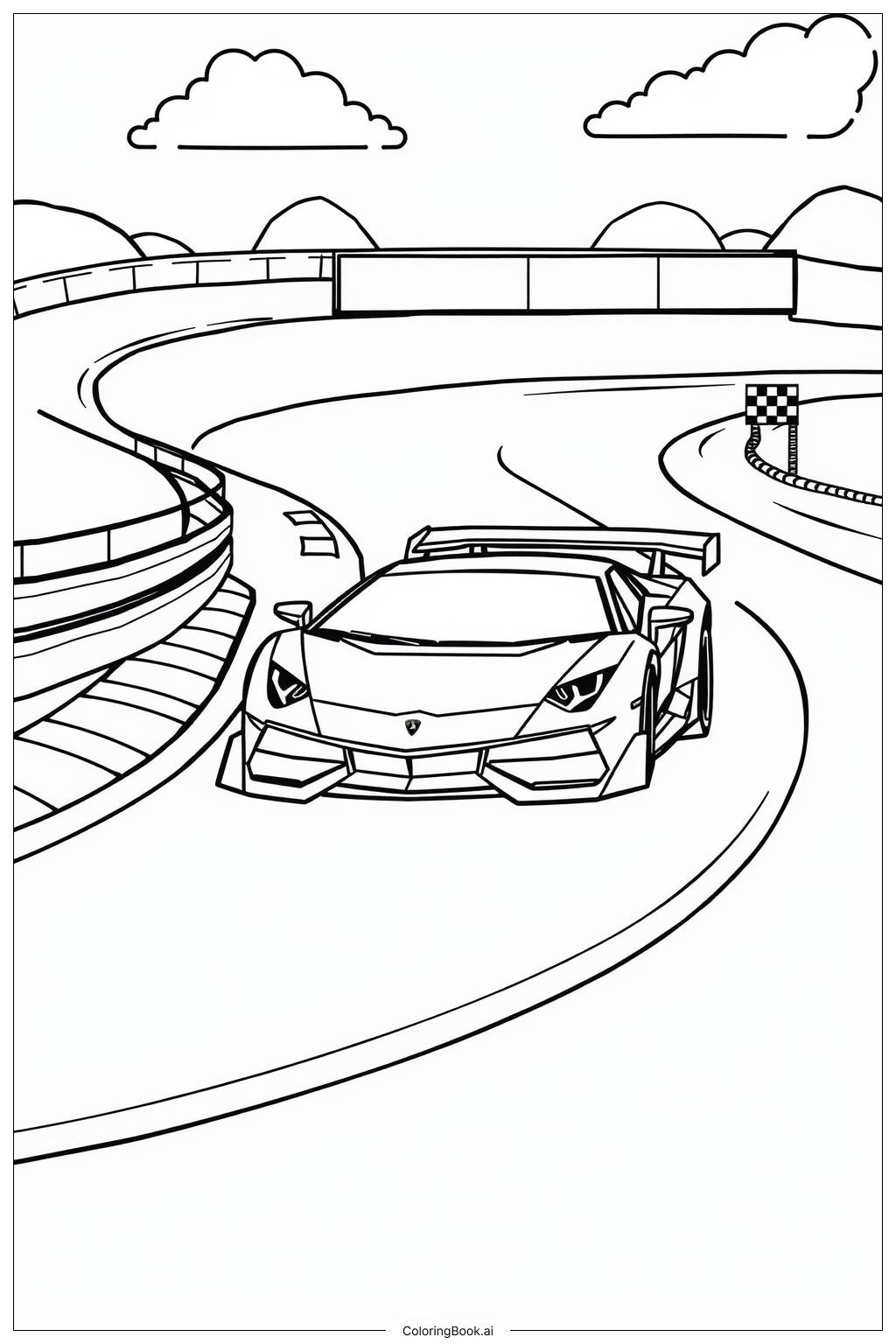  Lamborghini Racing Track Coloring Page 