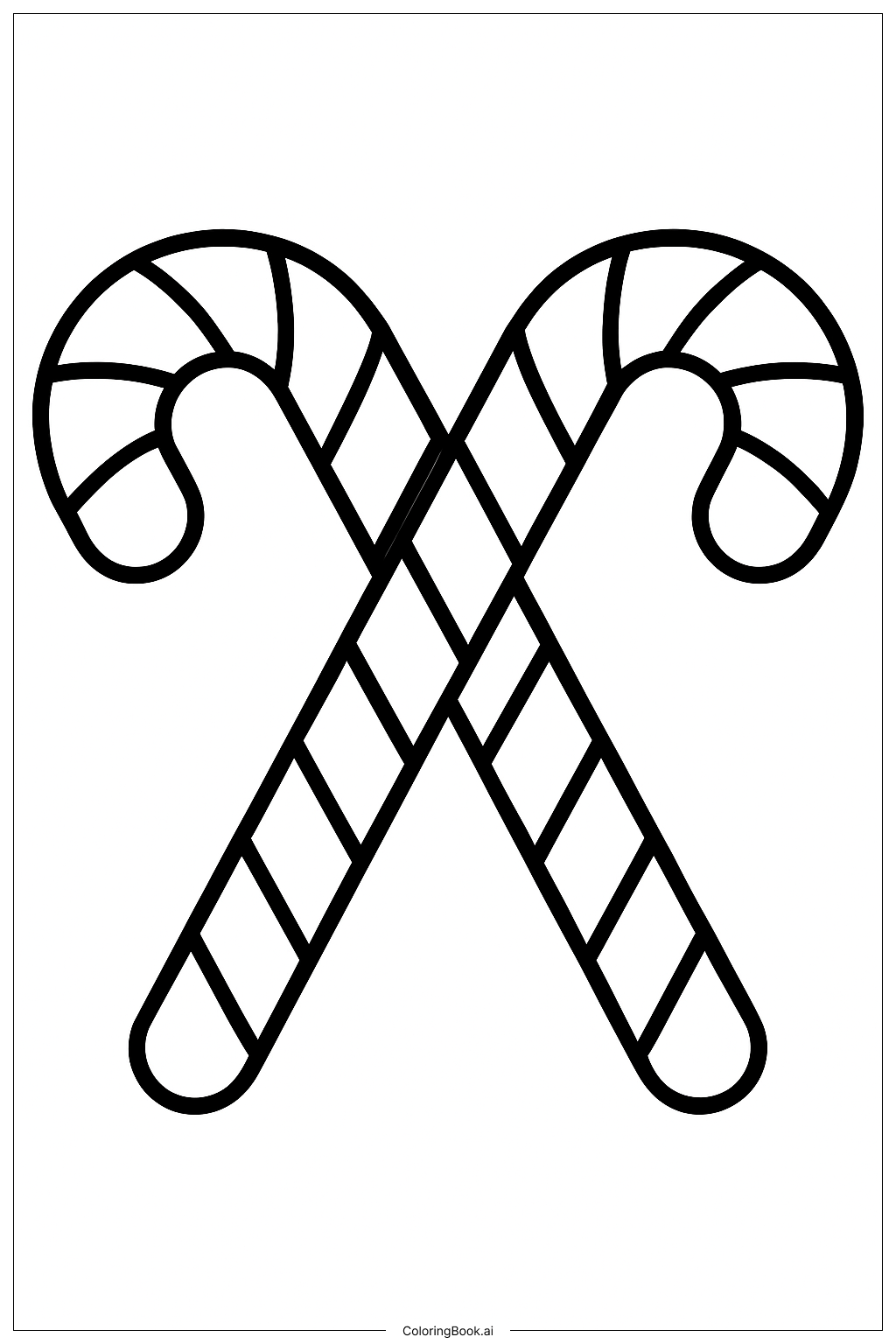  Two Crossed Candy Canes Coloring Page 