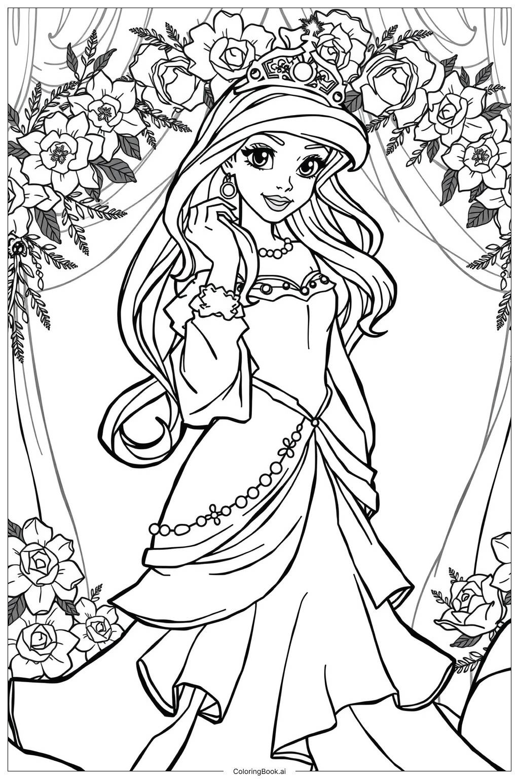  ariel wedding dress coloring-2 Coloring Page 