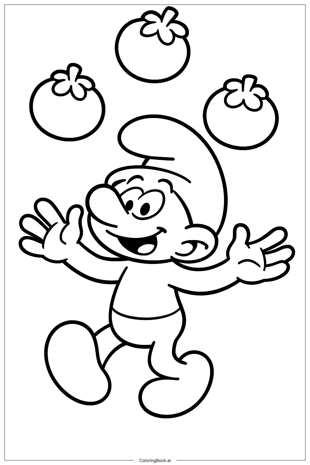  A Smurf Juggling Three Smurfberries Coloring Page 