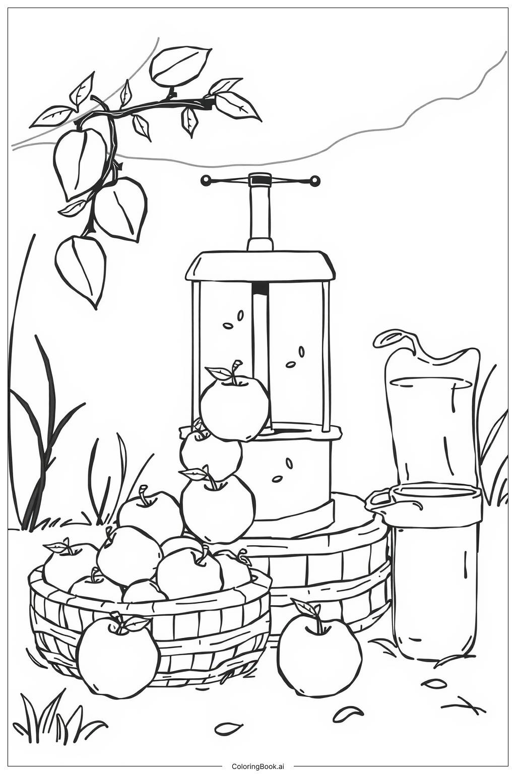  Apple Cider Making Process Coloring Page 