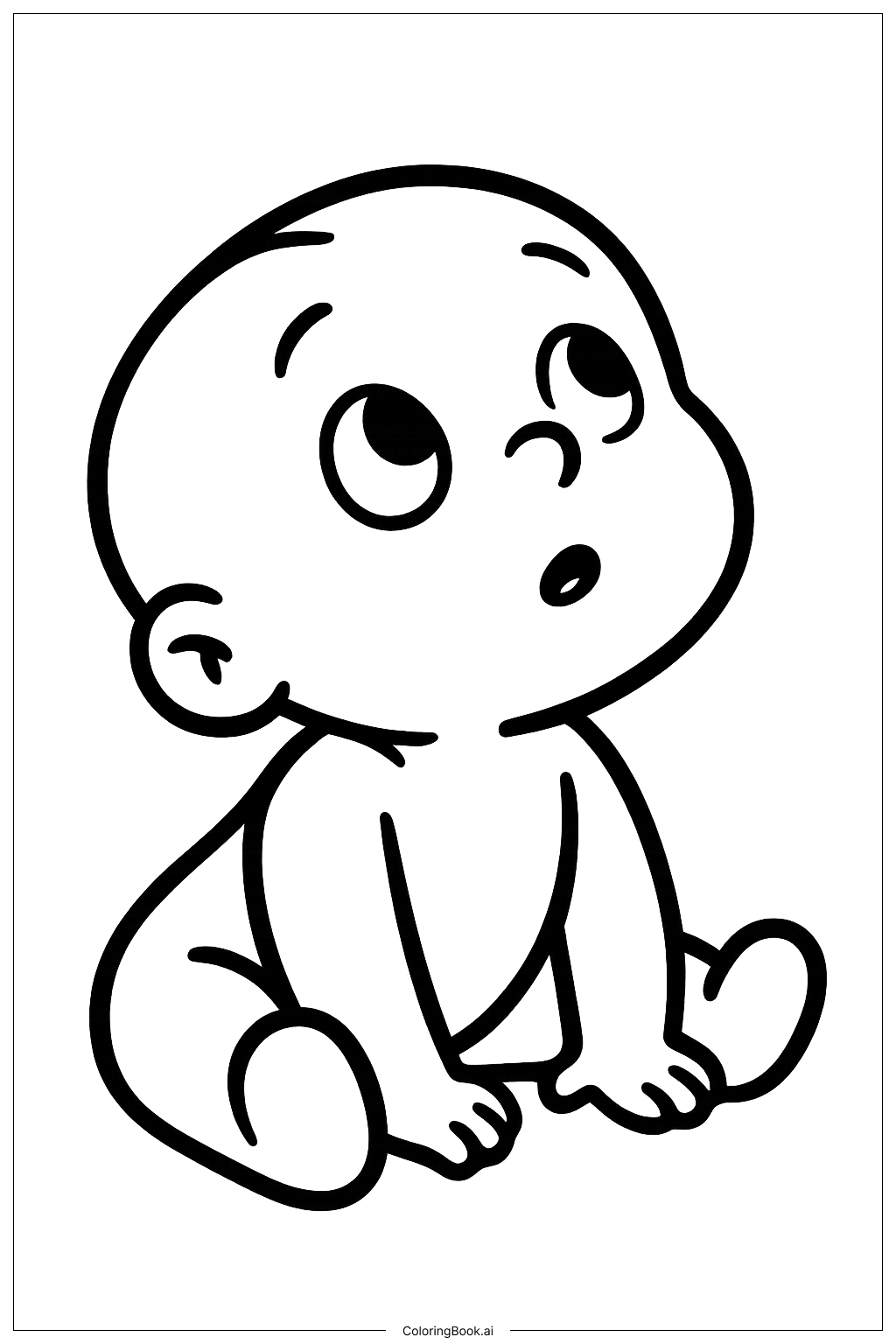  Curious Baby Looking Up Coloring Page 