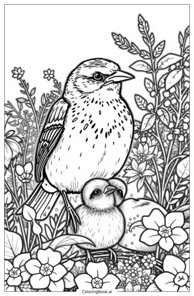  Realistic Bird2 Coloring Page 