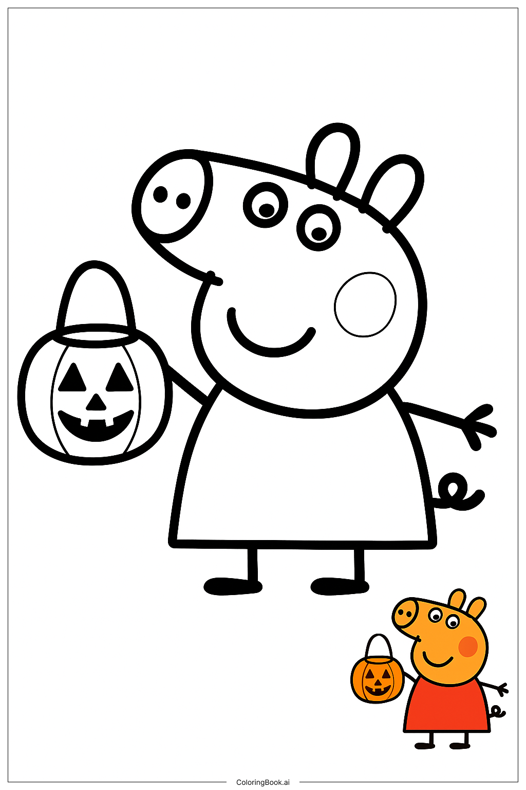  페파 Pig 할로윈 랜턴 흔들기 색칠공부 페이지 