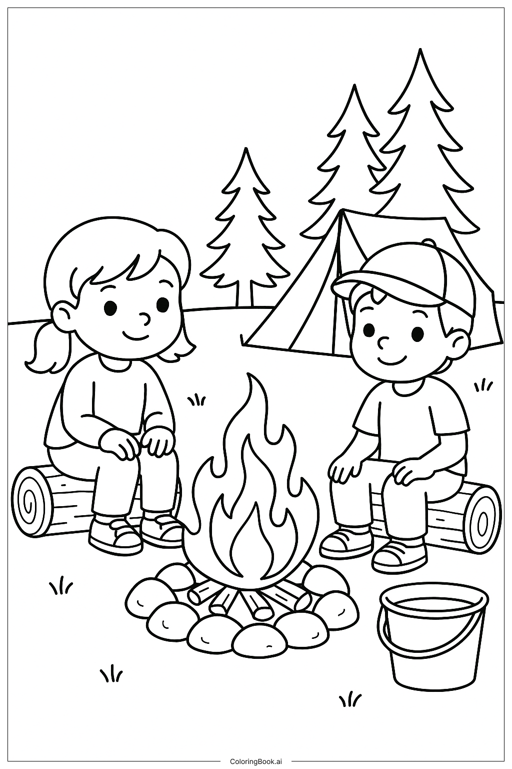 安全的篝火安全营火填色页