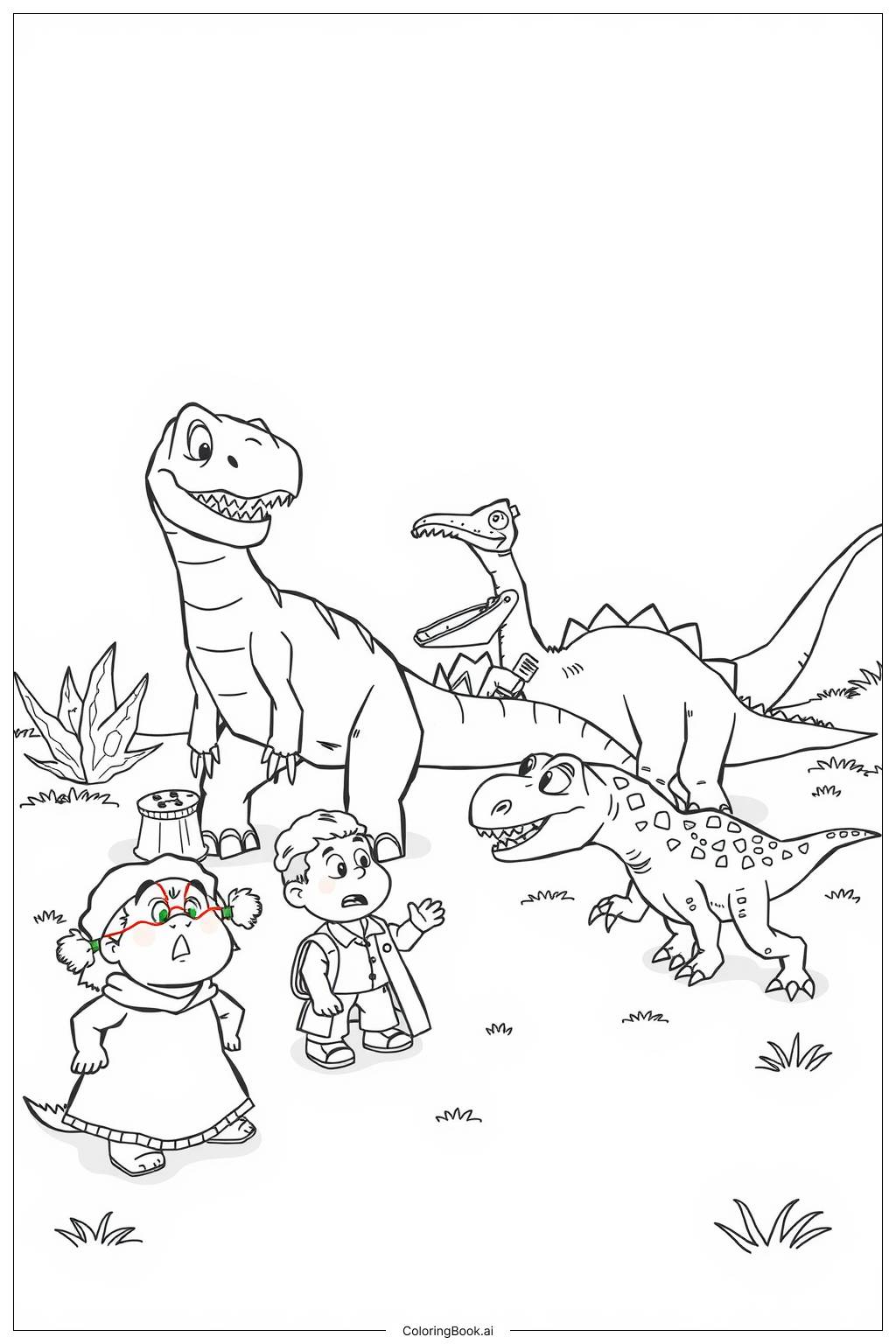  Página para colorear de Misión de Rescate del Mundo Jurásico para Dinosaurs 