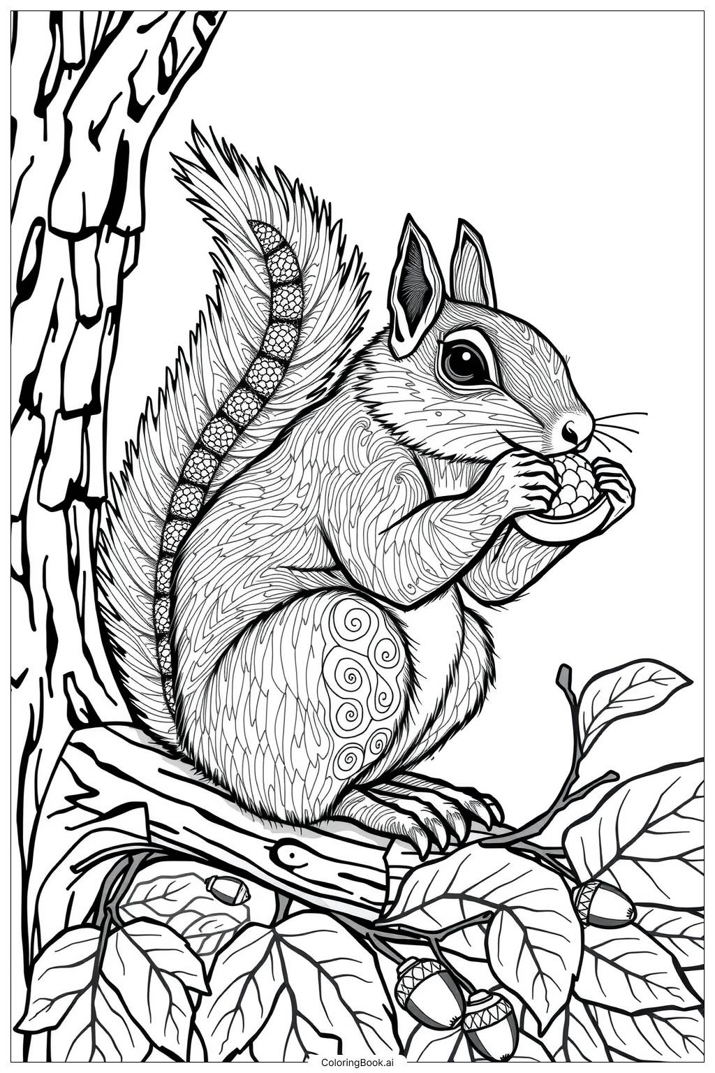  Squirrel Eating a Nut Coloring Page 