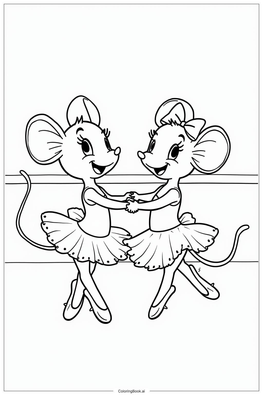  Angelina Ballerina Dancing with Friends Coloring Page 