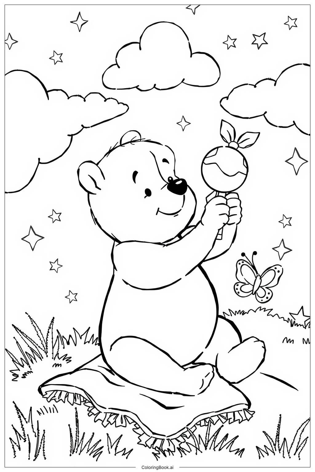  Página para colorir de bebê winnie the pooh 