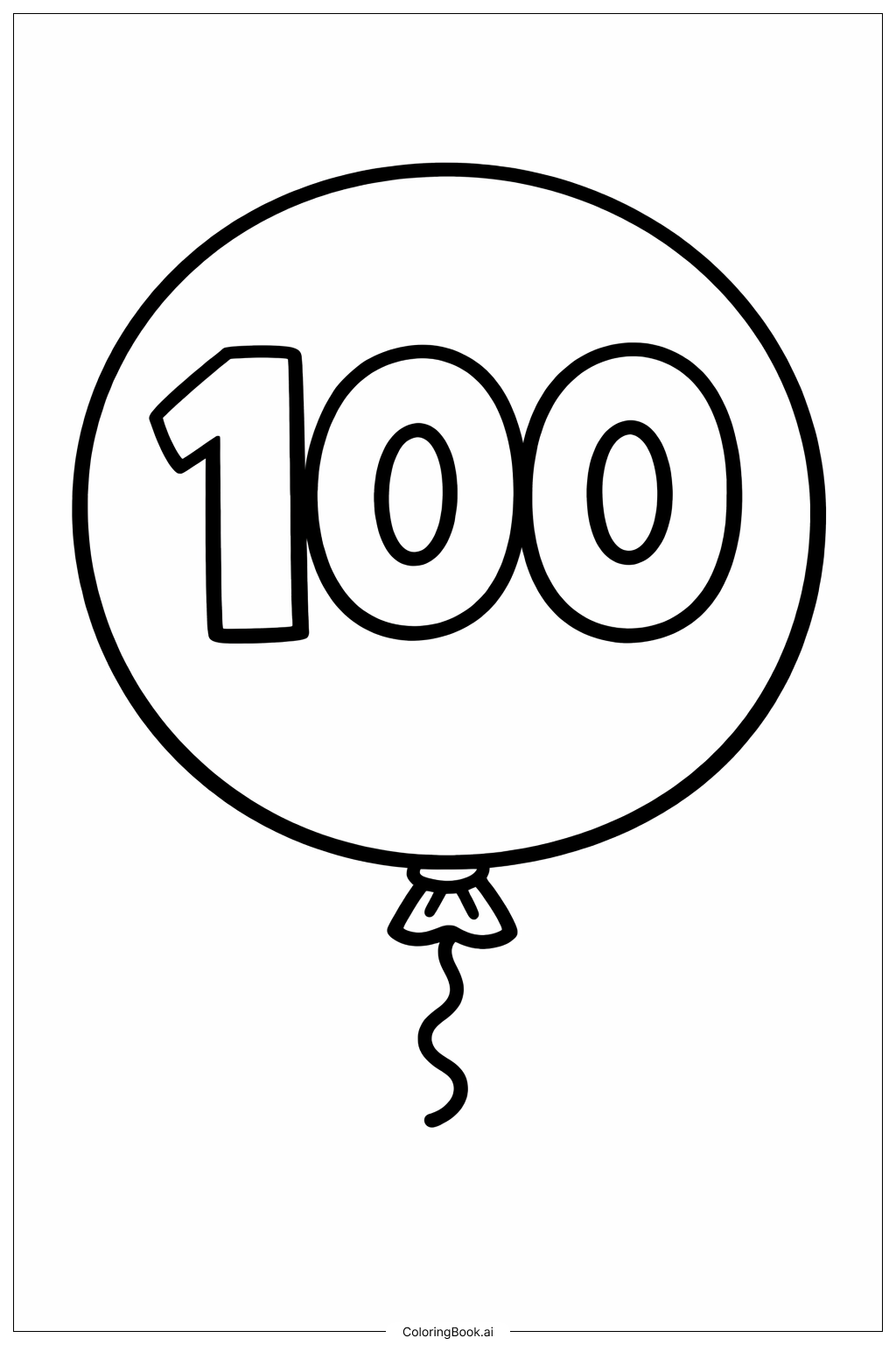  Página para colorir de 100º Dia de Aula - Balão Grande 