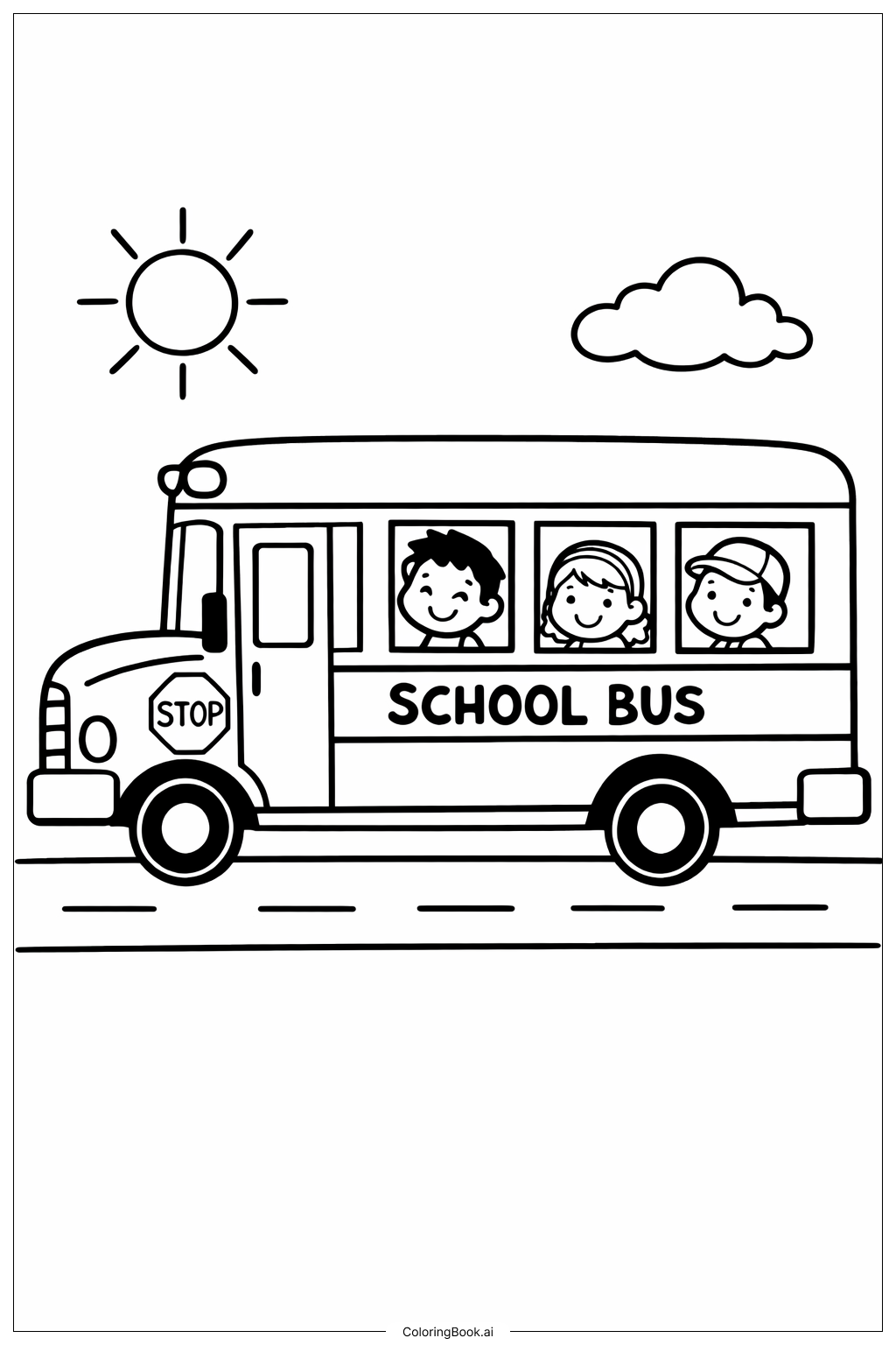  100th Day Of School Bus Trip Coloring Page 
