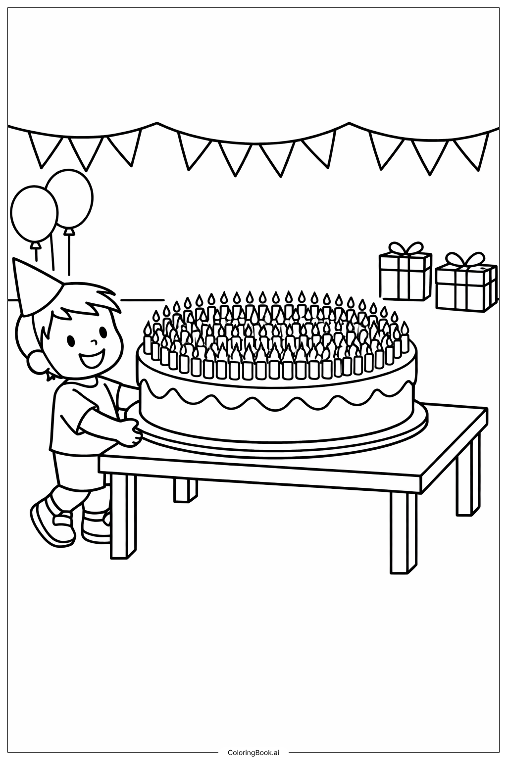  100th Day Of School Cake With Candles Coloring Page 