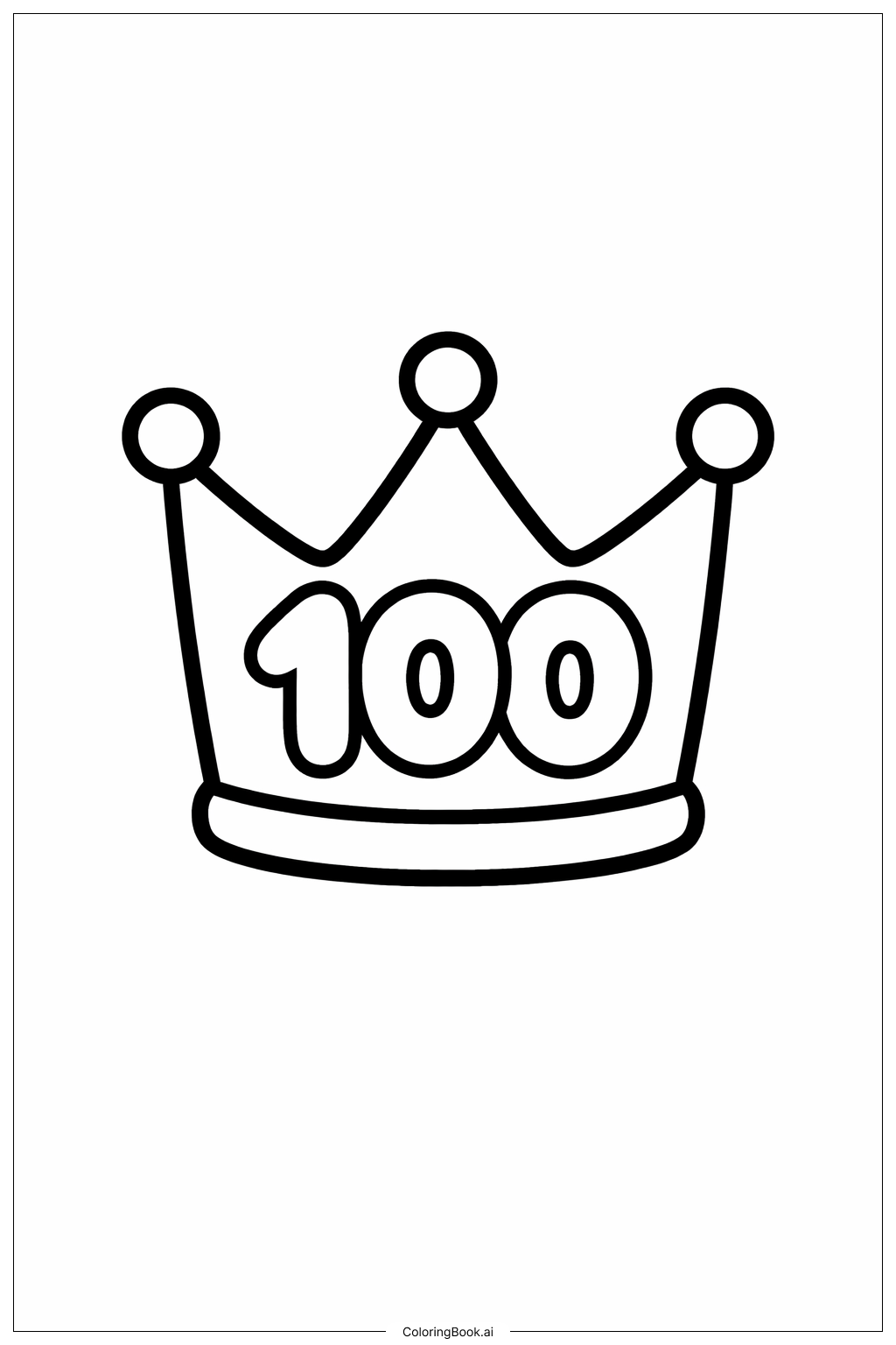  Página para colorir de Coroa Amigável do 100º Dia de Escola 